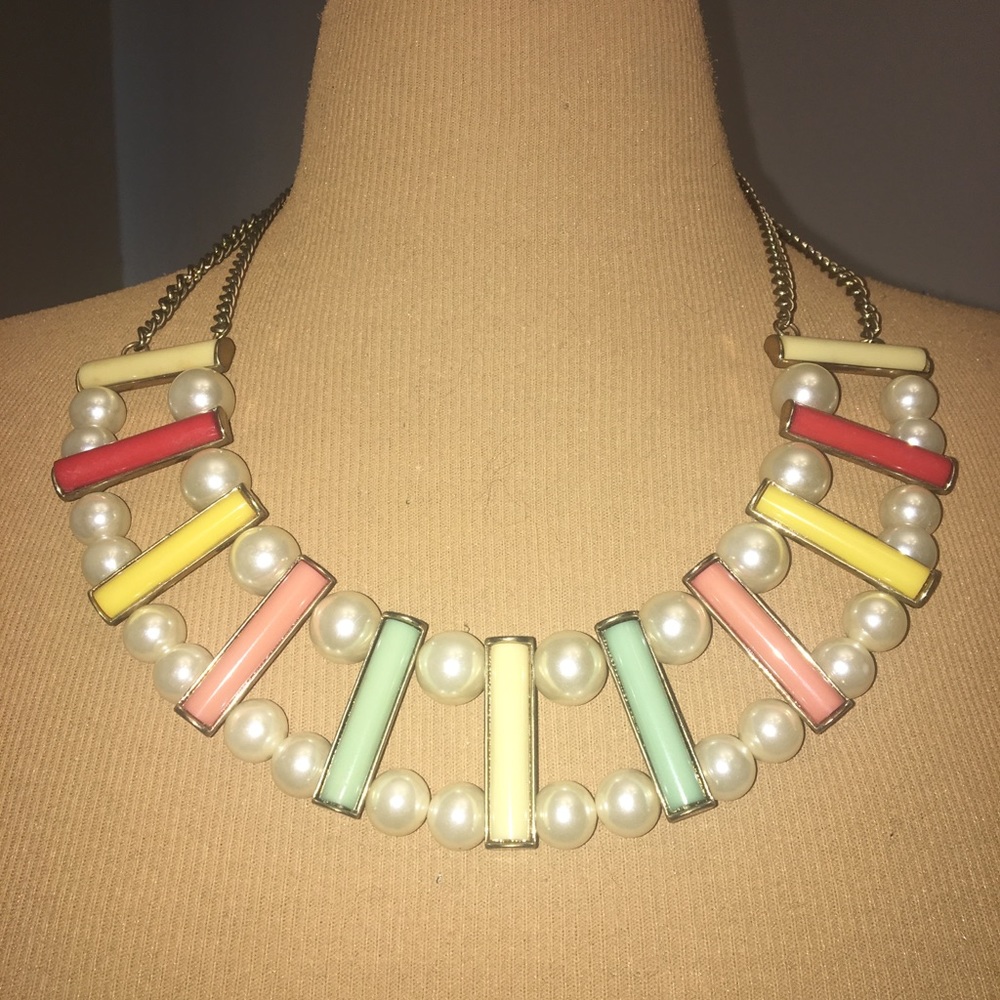 Alex Mika Pearl and Pastel Statement Necklace